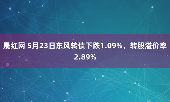 晟红网 5月23日东风转债下跌1.09%，转股溢价率2.89%