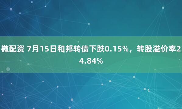 微配资 7月15日和邦转债下跌0.15%，转股溢价率24.84%