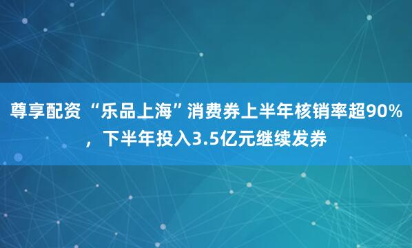 尊享配资 “乐品上海”消费券上半年核销率超90%，下半年投入3.5亿元继续发券